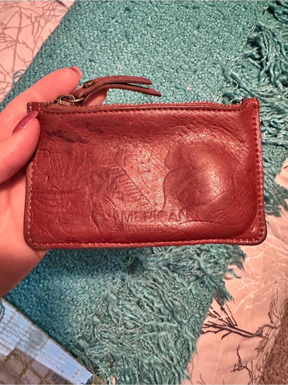 American Leather Zip Card Holder Wallet